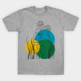 Minimalist Jellyfish - Line Art Abstract T-Shirt